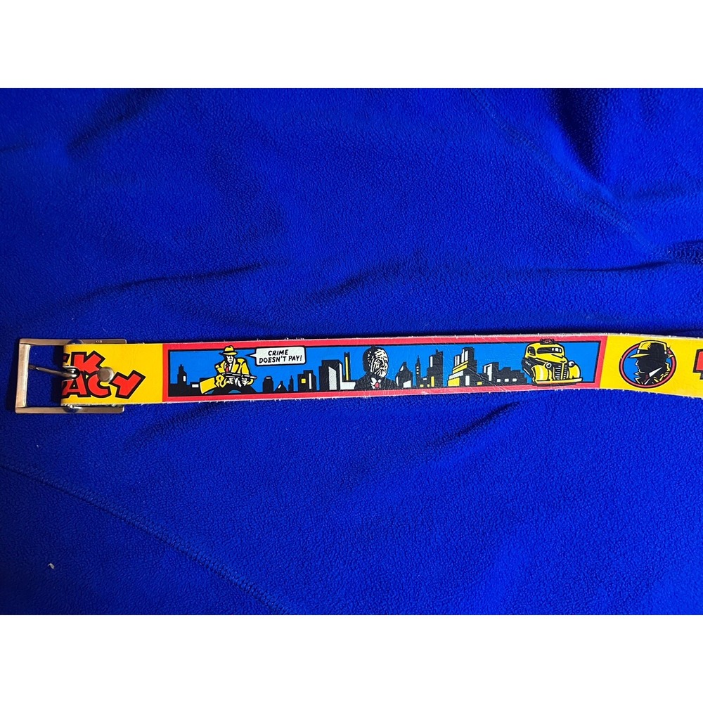 Vintage 1988 Walt Disney Dick Tracy Lee Leather Belt ‎ Size 20-22 Made in USA